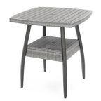 5-Piece Outdoor Bar Set Gray Wicker 4 Swivel Barstools 1 Bar Table