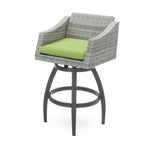 5-Piece Outdoor Bar Set Gray Wicker 4 Swivel Barstools 1 Bar Table