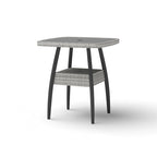 5-Piece Outdoor Bar Set Gray Wicker 4 Swivel Barstools 1 Bar Table