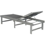 Acacia Wood Lounge Chair Ash Gray with Textilene Fabric Adjustable