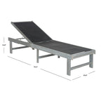 Acacia Wood Lounge Chair Ash Gray with Textilene Fabric Adjustable