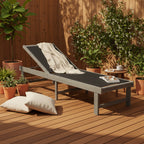 Acacia Wood Lounge Chair Ash Gray with Textilene Fabric Adjustable