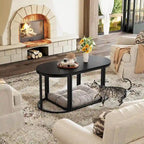 3-Piece Coffee Table Set Metal Frame 1 Square Table 2 Semi-Circular Tables