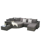 8-Piece Sectional Patio Sofa Set Gray Wicker with Dark Gray Cushions