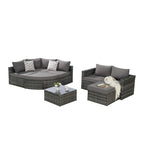 8-Piece Sectional Patio Sofa Set Gray Wicker with Dark Gray Cushions
