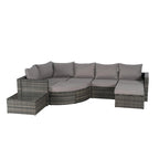 8-Piece Sectional Patio Sofa Set Gray Wicker with Dark Gray Cushions