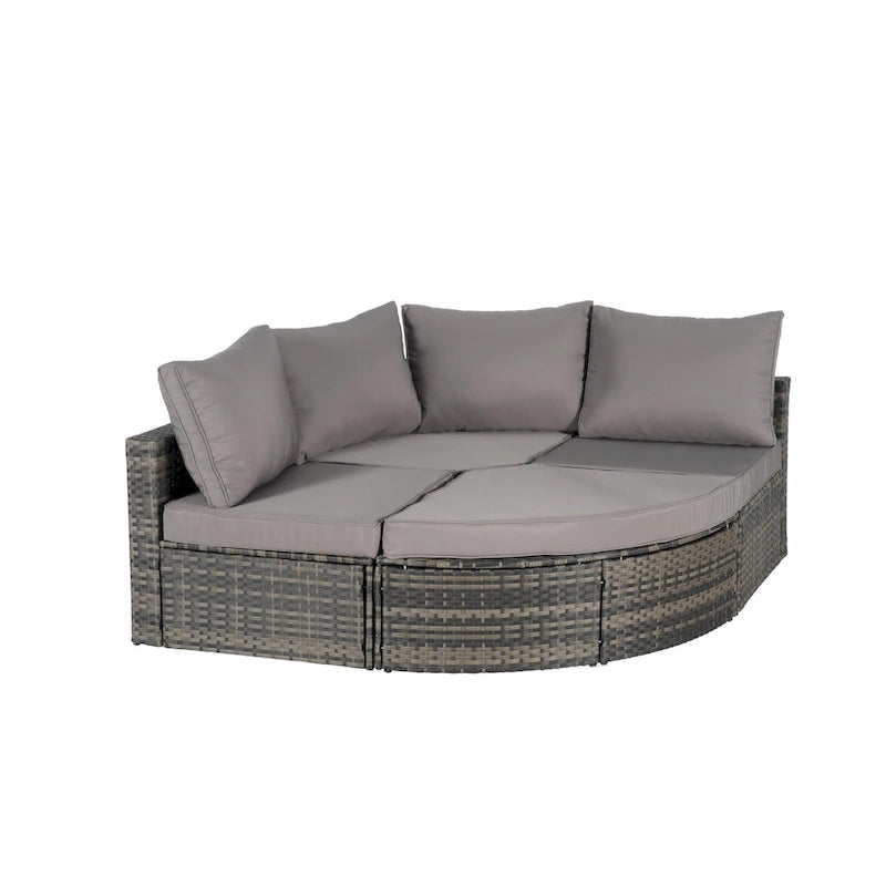 8-Piece Sectional Patio Sofa Set Gray Wicker with Dark Gray Cushions