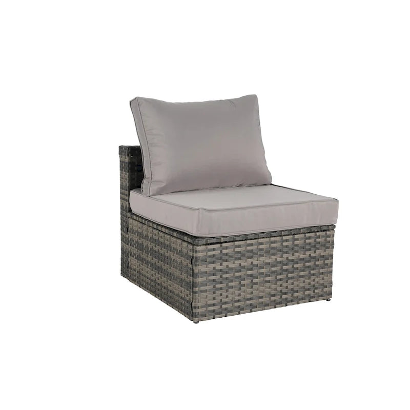 8-Piece Sectional Patio Sofa Set Gray Wicker with Dark Gray Cushions