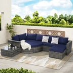 8-Piece Sectional Patio Sofa Set Gray Wicker with Dark Gray Cushions