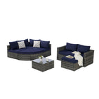 8-Piece Sectional Patio Sofa Set Gray Wicker with Dark Gray Cushions