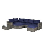 8-Piece Sectional Patio Sofa Set Gray Wicker with Dark Gray Cushions