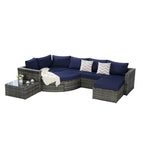 8-Piece Sectional Patio Sofa Set Gray Wicker with Dark Gray Cushions