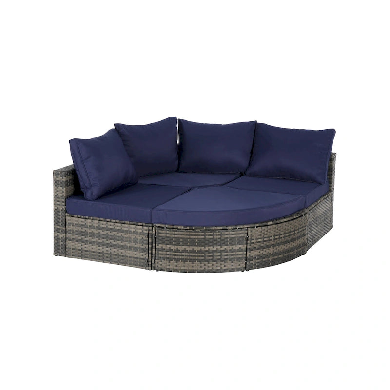 8-Piece Sectional Patio Sofa Set Gray Wicker with Dark Gray Cushions