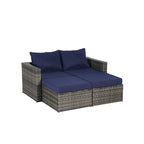 8-Piece Sectional Patio Sofa Set Gray Wicker with Dark Gray Cushions