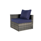 8-Piece Sectional Patio Sofa Set Gray Wicker with Dark Gray Cushions
