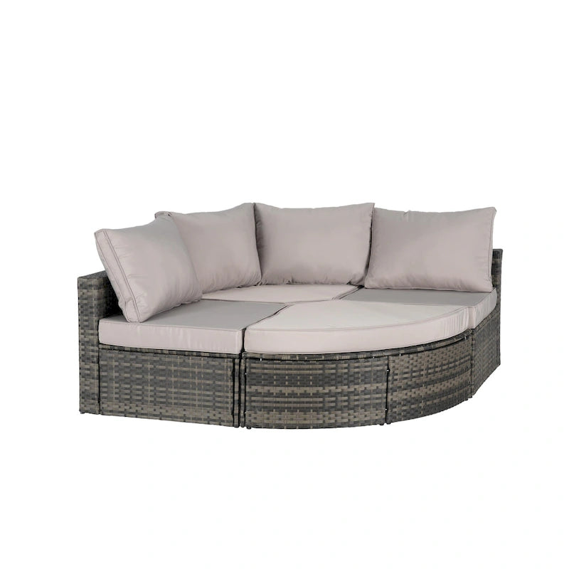 8-Piece Sectional Patio Sofa Set Gray Wicker with Dark Gray Cushions