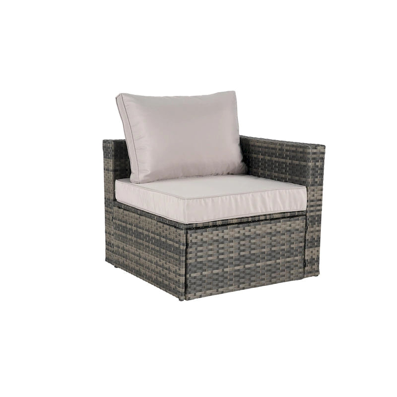 8-Piece Sectional Patio Sofa Set Gray Wicker with Dark Gray Cushions
