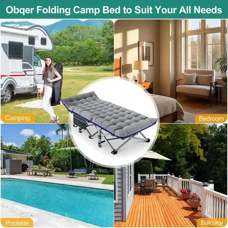 Folding Camping Cot Double Layer 1200D Oxford for 1-2 People Heavy Duty