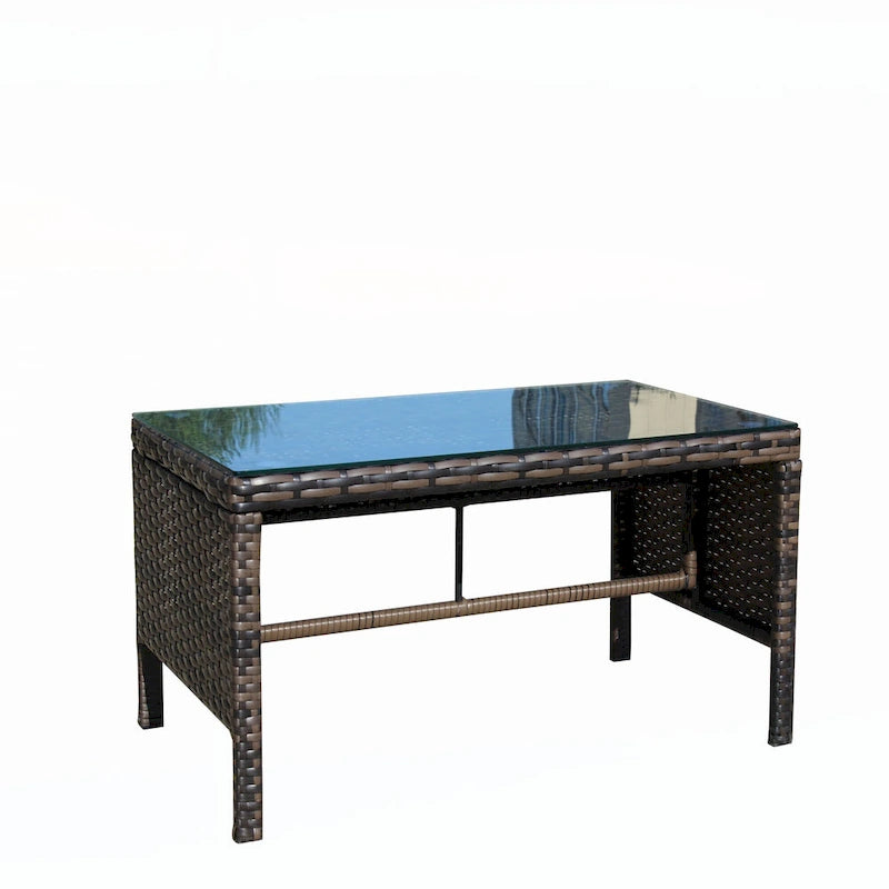 Outdoor patio furniture 1 wicker coffee table,brown