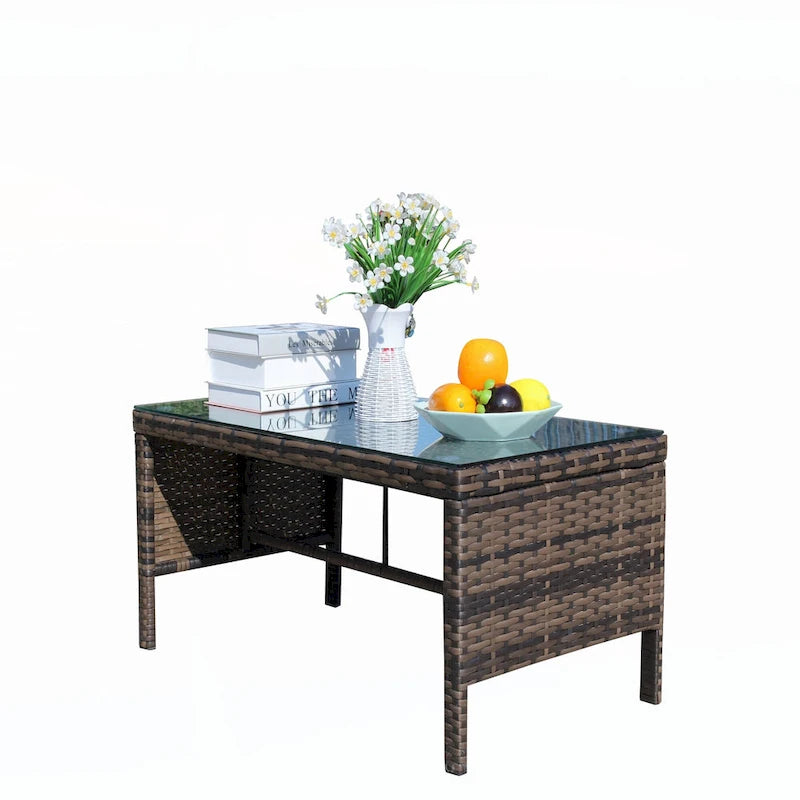 Outdoor patio furniture 1 wicker coffee table,brown
