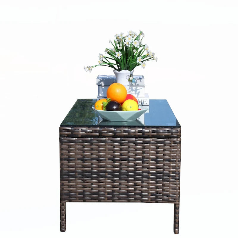 Outdoor patio furniture 1 wicker coffee table,brown