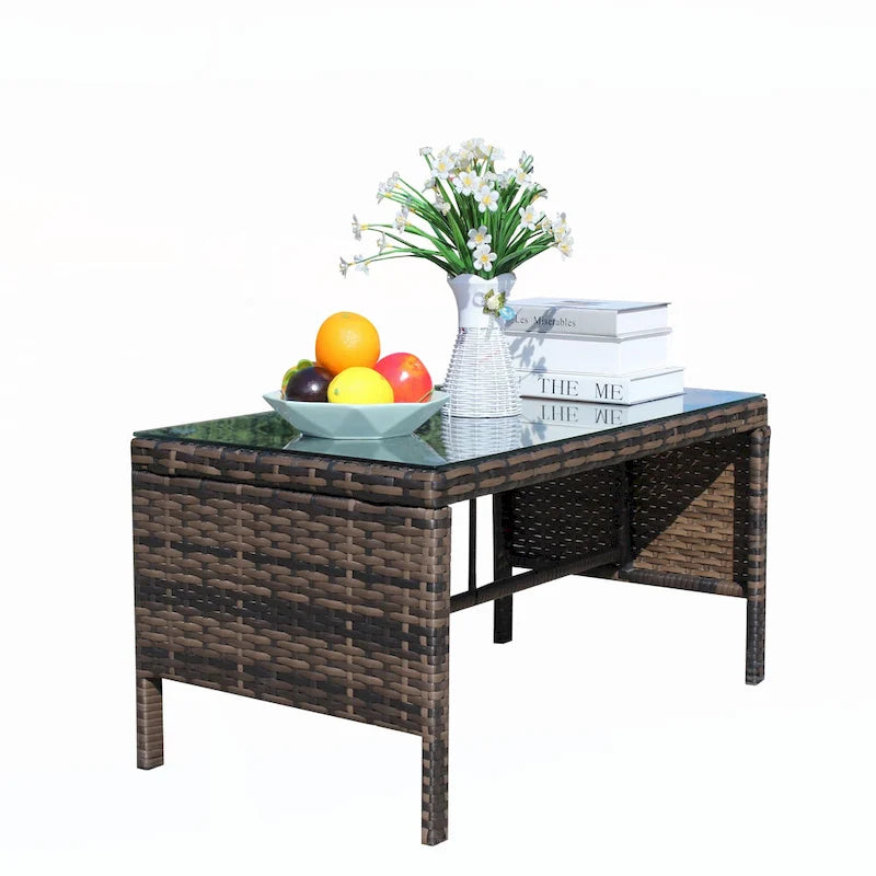 Outdoor patio furniture 1 wicker coffee table,brown