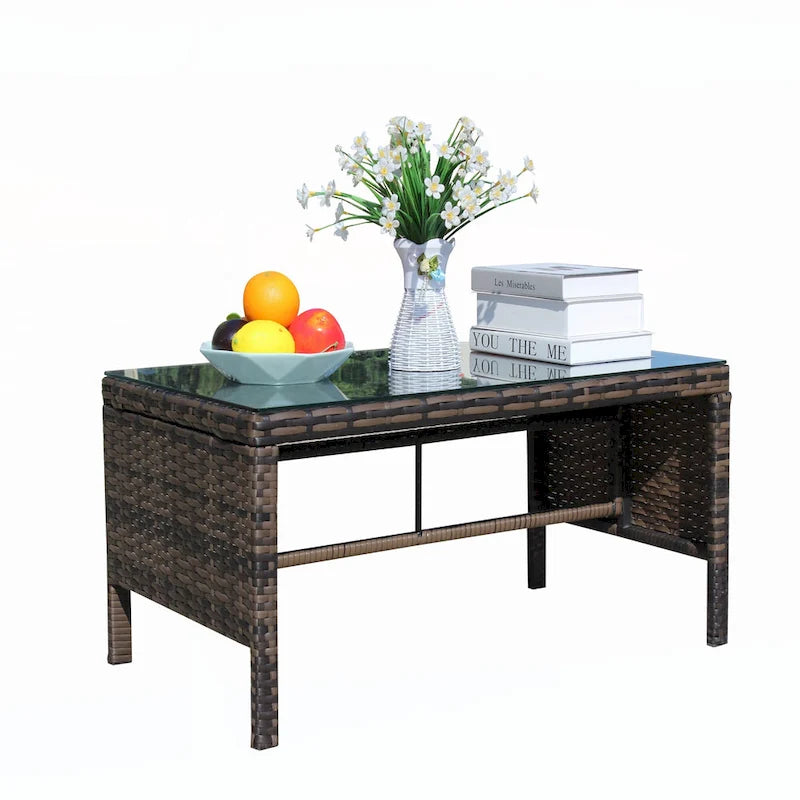 Outdoor patio furniture 1 wicker coffee table,brown