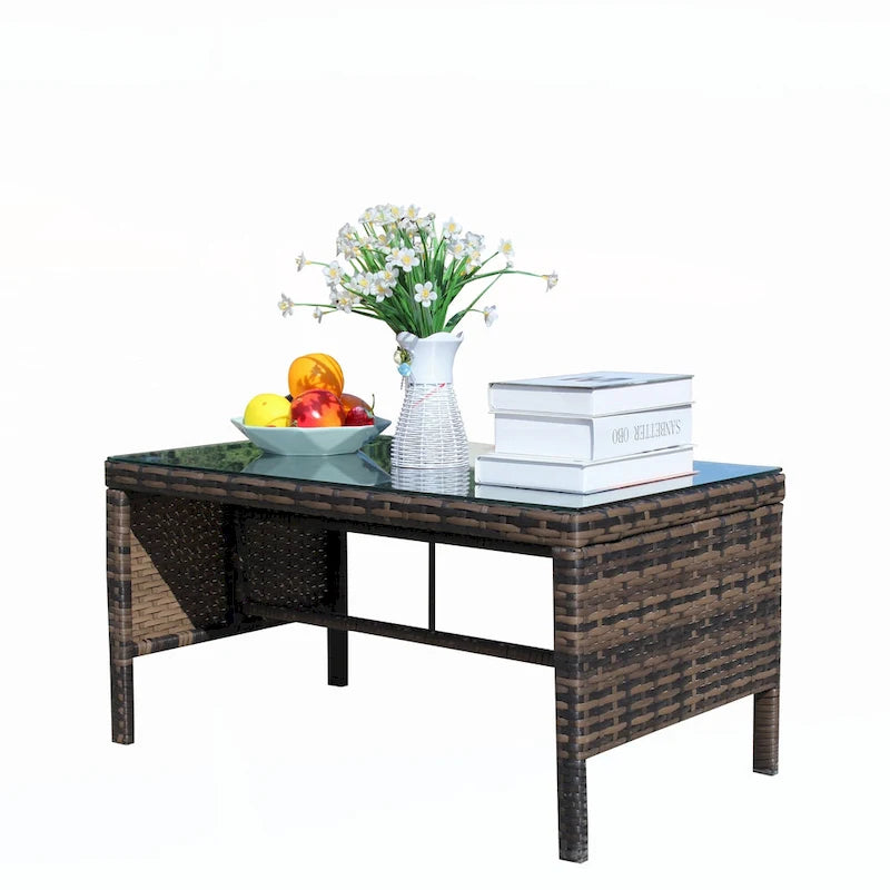 Outdoor patio furniture 1 wicker coffee table,brown