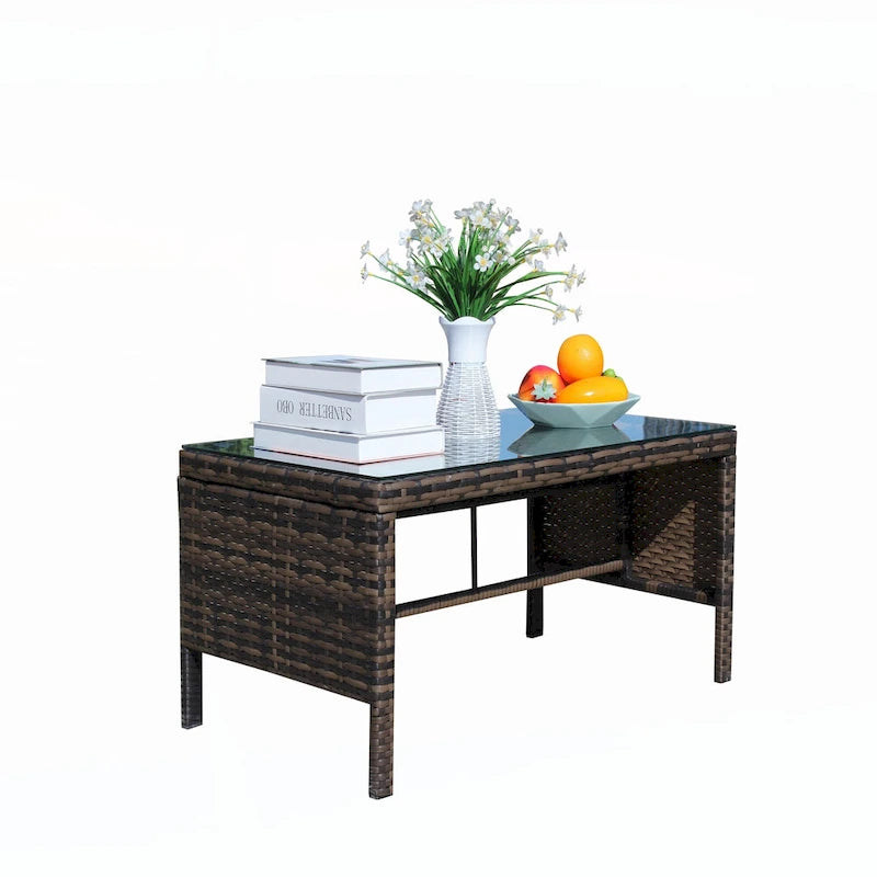 Outdoor patio furniture 1 wicker coffee table,brown