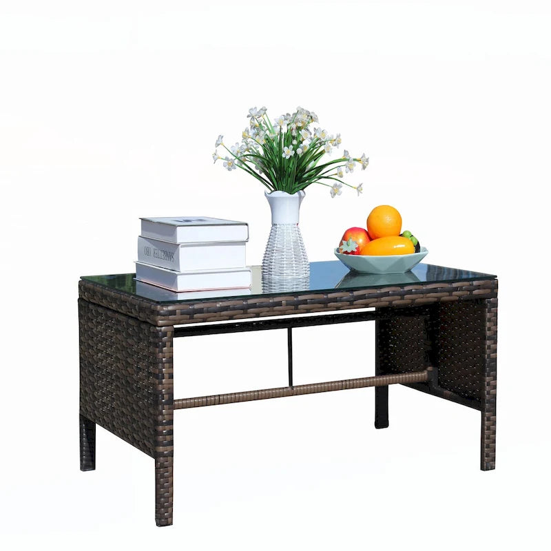 Outdoor patio furniture 1 wicker coffee table,brown