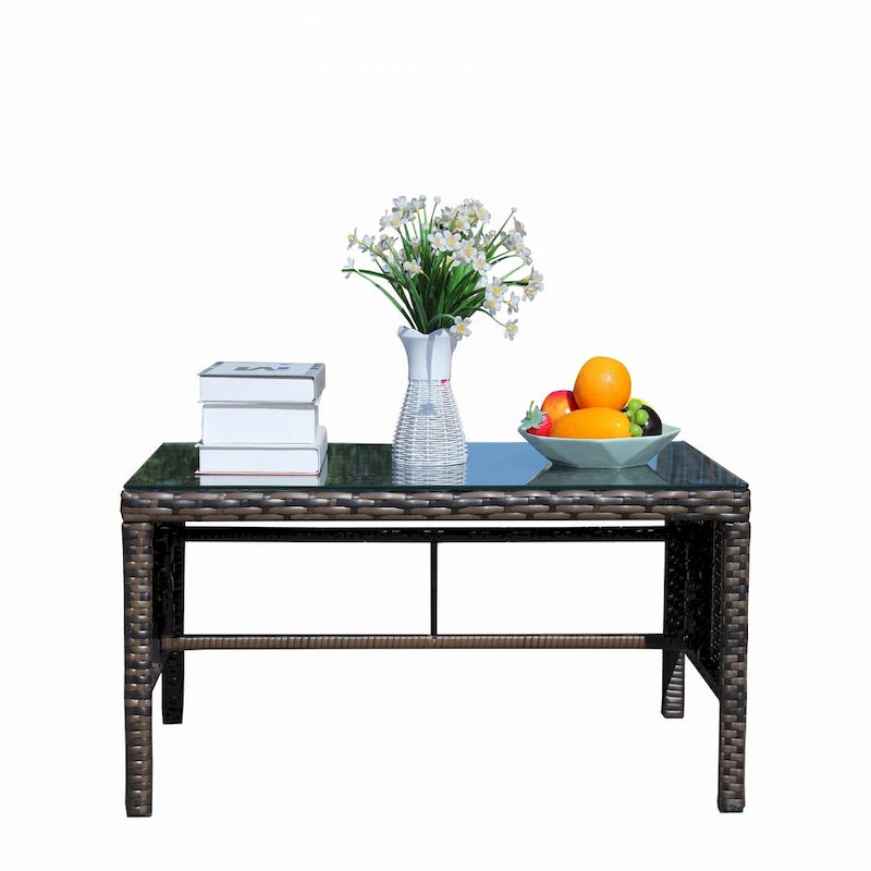 Outdoor patio furniture 1 wicker coffee table,brown