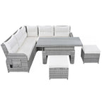 PE Rattan Sectional Sofa Set with 2 Recliners 2 Ottomans 1 Table