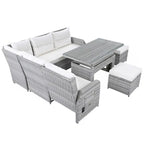 PE Rattan Sectional Sofa Set with 2 Recliners 2 Ottomans 1 Table