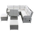 PE Rattan Sectional Sofa Set with 2 Recliners 2 Ottomans 1 Table