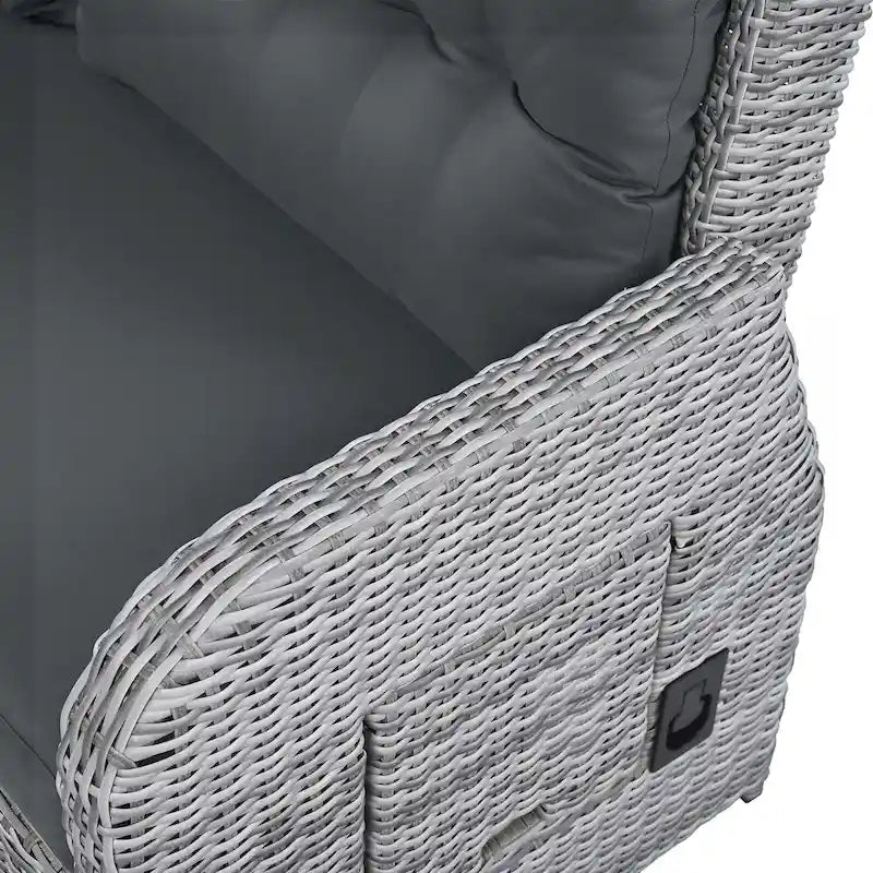 PE Rattan Sectional Sofa Set with 2 Recliners 2 Ottomans 1 Table