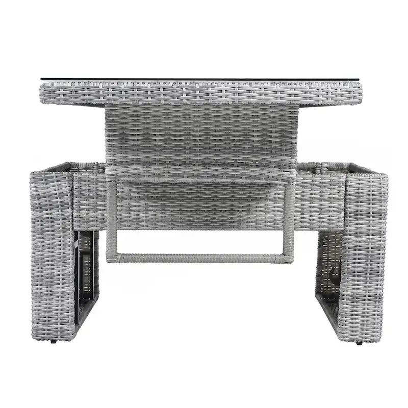 PE Rattan Sectional Sofa Set with 2 Recliners 2 Ottomans 1 Table