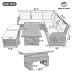 PE Rattan Sectional Sofa Set with 2 Recliners 2 Ottomans 1 Table