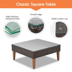 4-Piece Wicker L-Shaped Sectional Set for 4-5 People 2 Loveseats 1 Corner 1 Table with Pillows