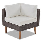 4-Piece Wicker L-Shaped Sectional Set for 4-5 People 2 Loveseats 1 Corner 1 Table with Pillows
