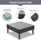 4-Piece Wicker L-Shaped Sectional Set for 4-5 People 2 Loveseats 1 Corner 1 Table with Pillows
