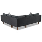 4-Piece Wicker L-Shaped Sectional Set for 4-5 People 2 Loveseats 1 Corner 1 Table with Pillows