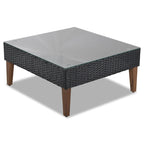 4-Piece Wicker L-Shaped Sectional Set for 4-5 People 2 Loveseats 1 Corner 1 Table with Pillows