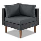 4-Piece Wicker L-Shaped Sectional Set for 4-5 People 2 Loveseats 1 Corner 1 Table with Pillows