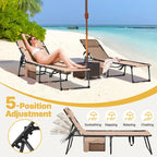 Folding Tanning Lounge Chair Gray/Beige 5 Adjustable Positions Textilene