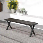 Costway 1/2 PCS 54  Patio Metal Bench with Slatted Seat & X Legs
