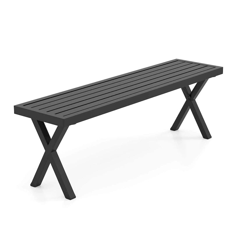 Costway 1/2 PCS 54  Patio Metal Bench with Slatted Seat & X Legs