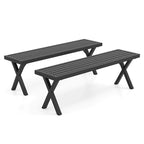 Costway 1/2 PCS 54  Patio Metal Bench with Slatted Seat & X Legs