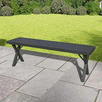 Costway 1/2 PCS 54  Patio Metal Bench with Slatted Seat & X Legs