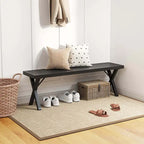 Costway 1/2 PCS 54  Patio Metal Bench with Slatted Seat & X Legs