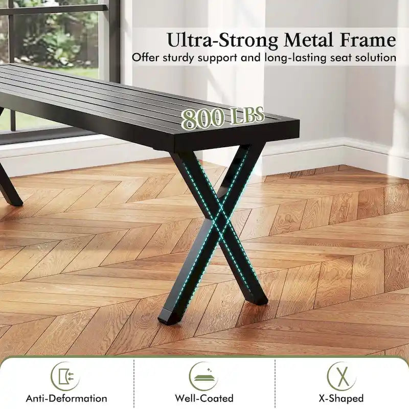 Costway 1/2 PCS 54  Patio Metal Bench with Slatted Seat & X Legs